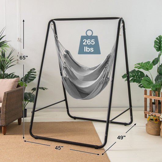  - Hanging Padded Hammock Chair with Stand and Heavy Duty Steel - Outdoor Style Company