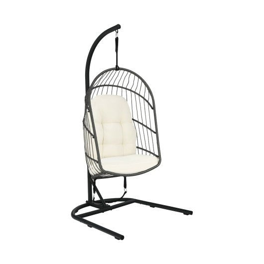  - Hanging Wicker Egg Chair with Stand - Outdoor Style Company