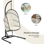  - Hanging Wicker Egg Chair with Stand - Outdoor Style Company