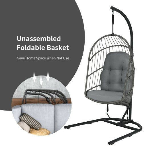  - Hanging Wicker Egg Chair with Stand - Outdoor Style Company