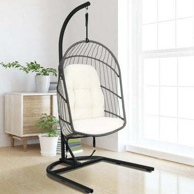  - Hanging Wicker Egg Chair with Stand - Outdoor Style Company