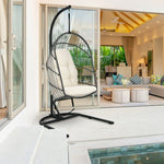  - Hanging Wicker Egg Chair with Stand - Outdoor Style Company