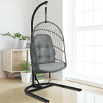  - Hanging Wicker Egg Chair with Stand - Outdoor Style Company