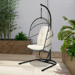  - Hanging Wicker Egg Chair with Stand - Outdoor Style Company