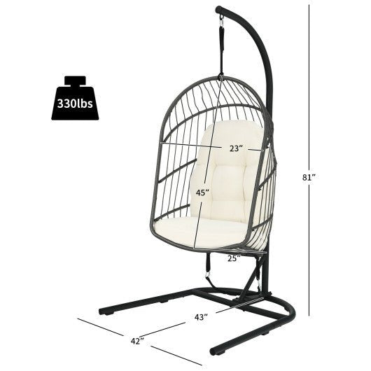  - Hanging Wicker Egg Chair with Stand - Outdoor Style Company