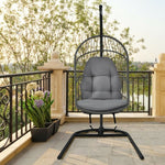  - Hanging Wicker Egg Chair with Stand - Outdoor Style Company