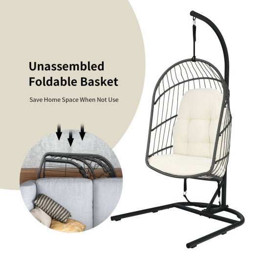  - Hanging Wicker Egg Chair with Stand - Outdoor Style Company