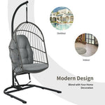  - Hanging Wicker Egg Chair with Stand - Outdoor Style Company