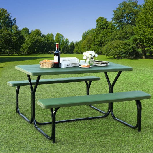  - HDPE Outdoor Picnic Table Bench Set with Metal Base - Outdoor Style Company