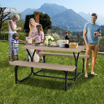  - HDPE Outdoor Picnic Table Bench Set with Metal Base - Outdoor Style Company