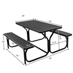  - HDPE Outdoor Picnic Table Bench Set with Metal Base - Outdoor Style Company