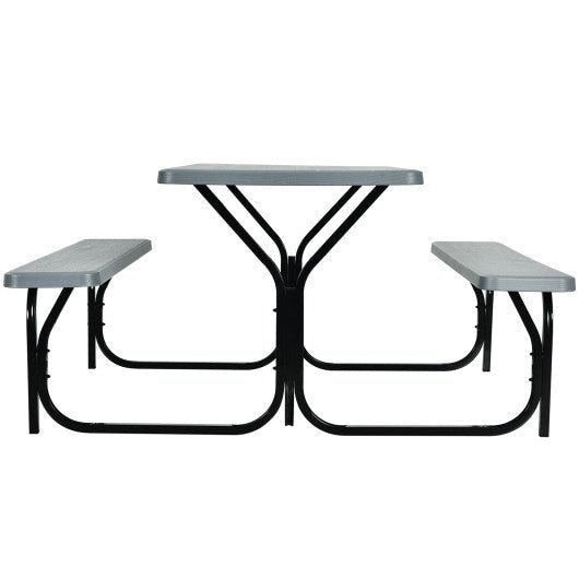  - HDPE Outdoor Picnic Table Bench Set with Metal Base - Outdoor Style Company