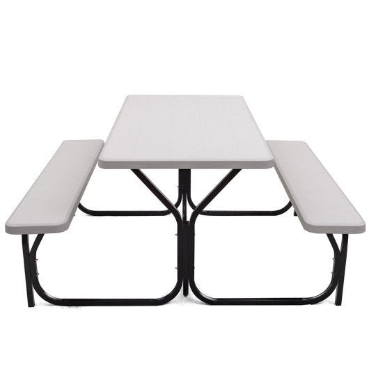  - HDPE Outdoor Picnic Table Bench Set with Metal Base - Outdoor Style Company