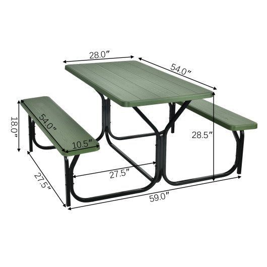  - HDPE Outdoor Picnic Table Bench Set with Metal Base - Outdoor Style Company