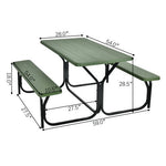  - HDPE Outdoor Picnic Table Bench Set with Metal Base - Outdoor Style Company