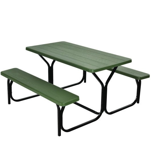  - HDPE Outdoor Picnic Table Bench Set with Metal Base - Outdoor Style Company