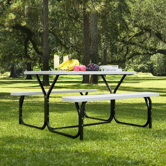  - HDPE Outdoor Picnic Table Bench Set with Metal Base - Outdoor Style Company