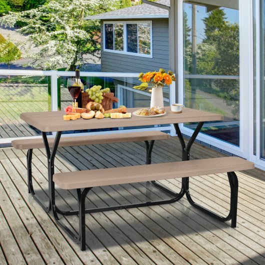  - HDPE Outdoor Picnic Table Bench Set with Metal Base - Outdoor Style Company