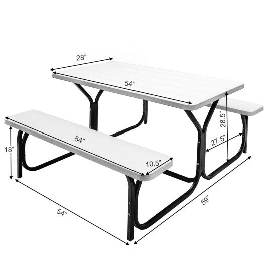  - HDPE Outdoor Picnic Table Bench Set with Metal Base - Outdoor Style Company