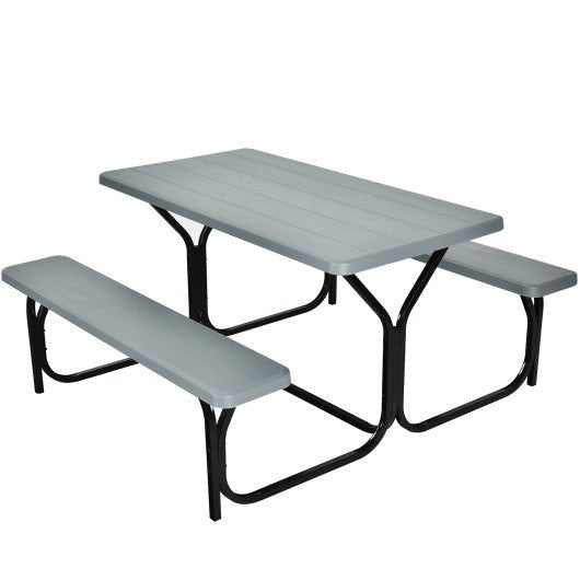  - HDPE Outdoor Picnic Table Bench Set with Metal Base - Outdoor Style Company