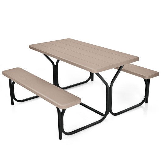  - HDPE Outdoor Picnic Table Bench Set with Metal Base - Outdoor Style Company