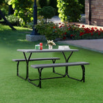  - HDPE Outdoor Picnic Table Bench Set with Metal Base - Outdoor Style Company