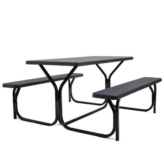  - HDPE Outdoor Picnic Table Bench Set with Metal Base - Outdoor Style Company