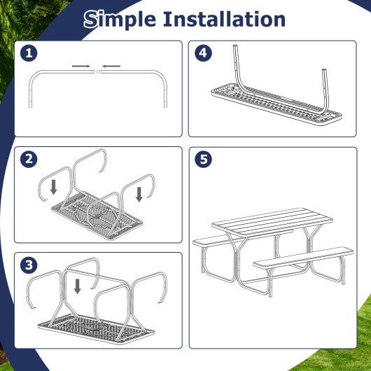  - HDPE Outdoor Picnic Table Bench Set with Metal Base - Outdoor Style Company