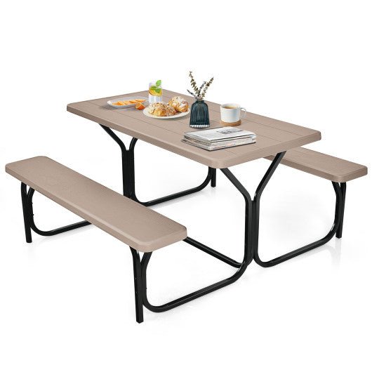  - HDPE Outdoor Picnic Table Bench Set with Metal Base - Outdoor Style Company