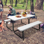  - HDPE Outdoor Picnic Table Bench Set with Metal Base - Outdoor Style Company