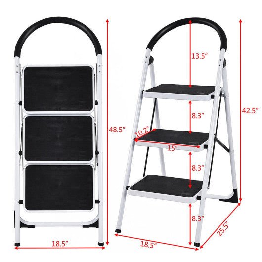  - Heavy Duty Industrial Lightweight Folding Stool 3 Step Ladder - Outdoor Style Company