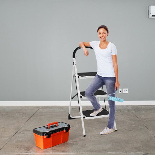  - Heavy Duty Industrial Lightweight Folding Stool 3 Step Ladder - Outdoor Style Company