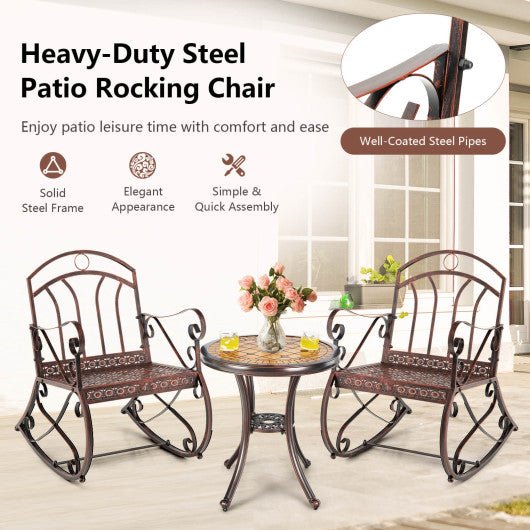  - Heavy - Duty Patio Rocking Chair with Ergonomic Backrest and Armrests - Outdoor Style Company