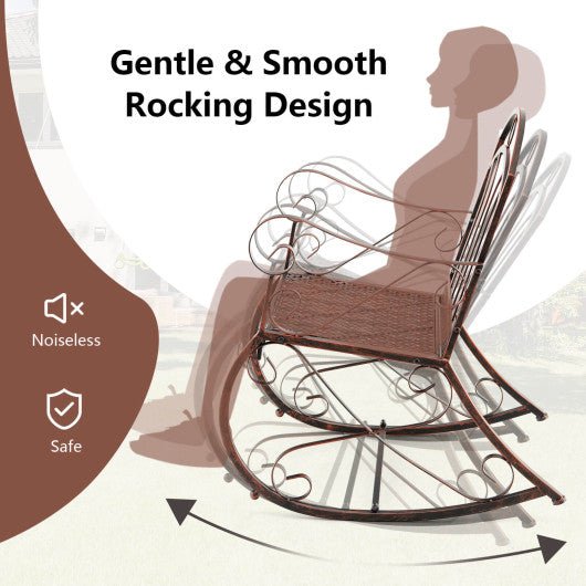  - Heavy - Duty Patio Rocking Chair with Ergonomic Backrest and Armrests - Outdoor Style Company