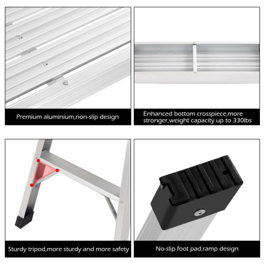  - Heavy Duty Portable Bench Aluminum Folding Step Ladder - Outdoor Style Company