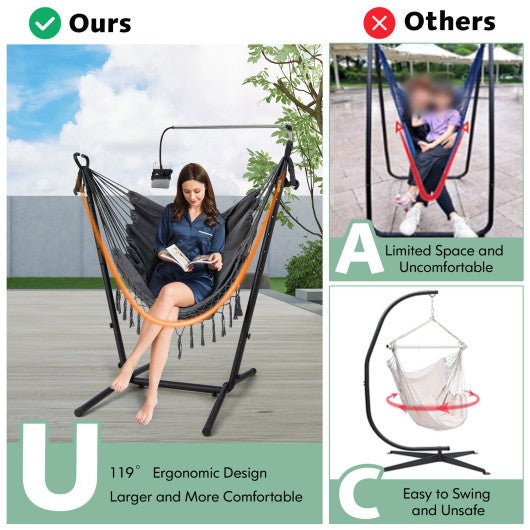  - Height Adjustable Hammock Chair with Phone Holder and Side Pocket - Outdoor Style Company