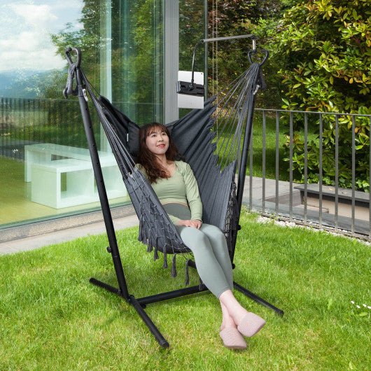  - Height Adjustable Hammock Chair with Phone Holder and Side Pocket - Outdoor Style Company