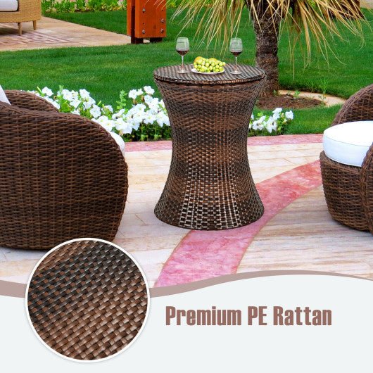  - Height Adjustable Patio Rattan Cooler Bar Table - Outdoor Style Company