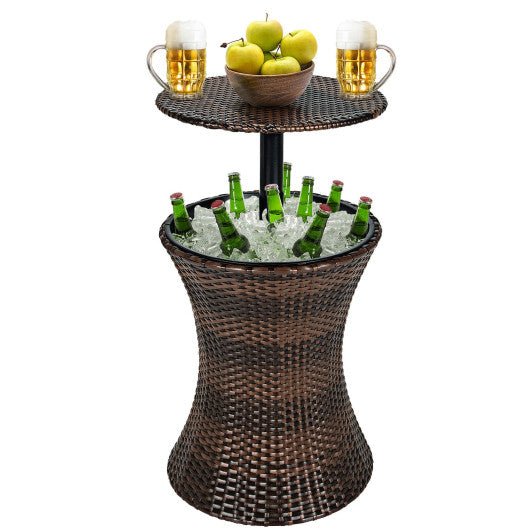  - Height Adjustable Patio Rattan Cooler Bar Table - Outdoor Style Company