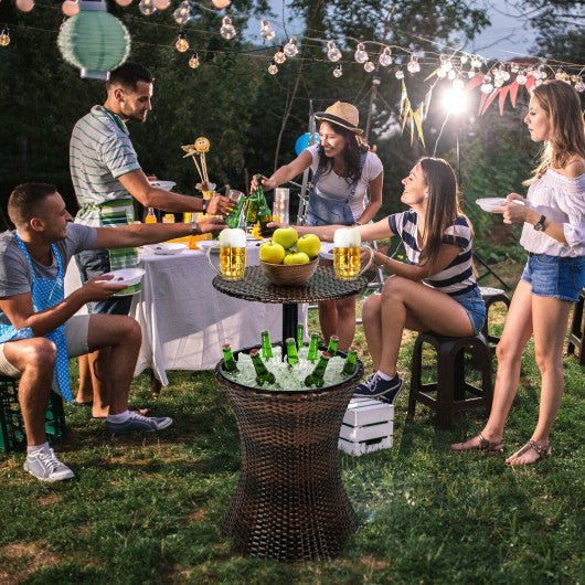  - Height Adjustable Patio Rattan Cooler Bar Table - Outdoor Style Company