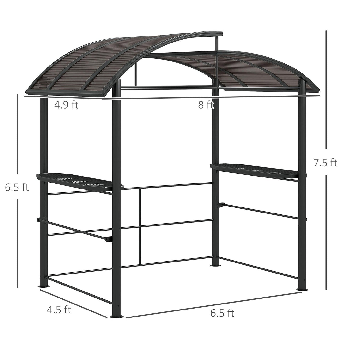 Outsunny 8' x 5' Outdoor Grill Gazebo Canopy Shelter with Vented PC Roof, Side Shleves