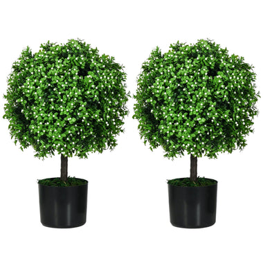 Outdoor Aosom - HOMCOM 2 Pack Artificial Tree Boxwood Topiary with Fruits, 20.75", White - Outdoor Style Company