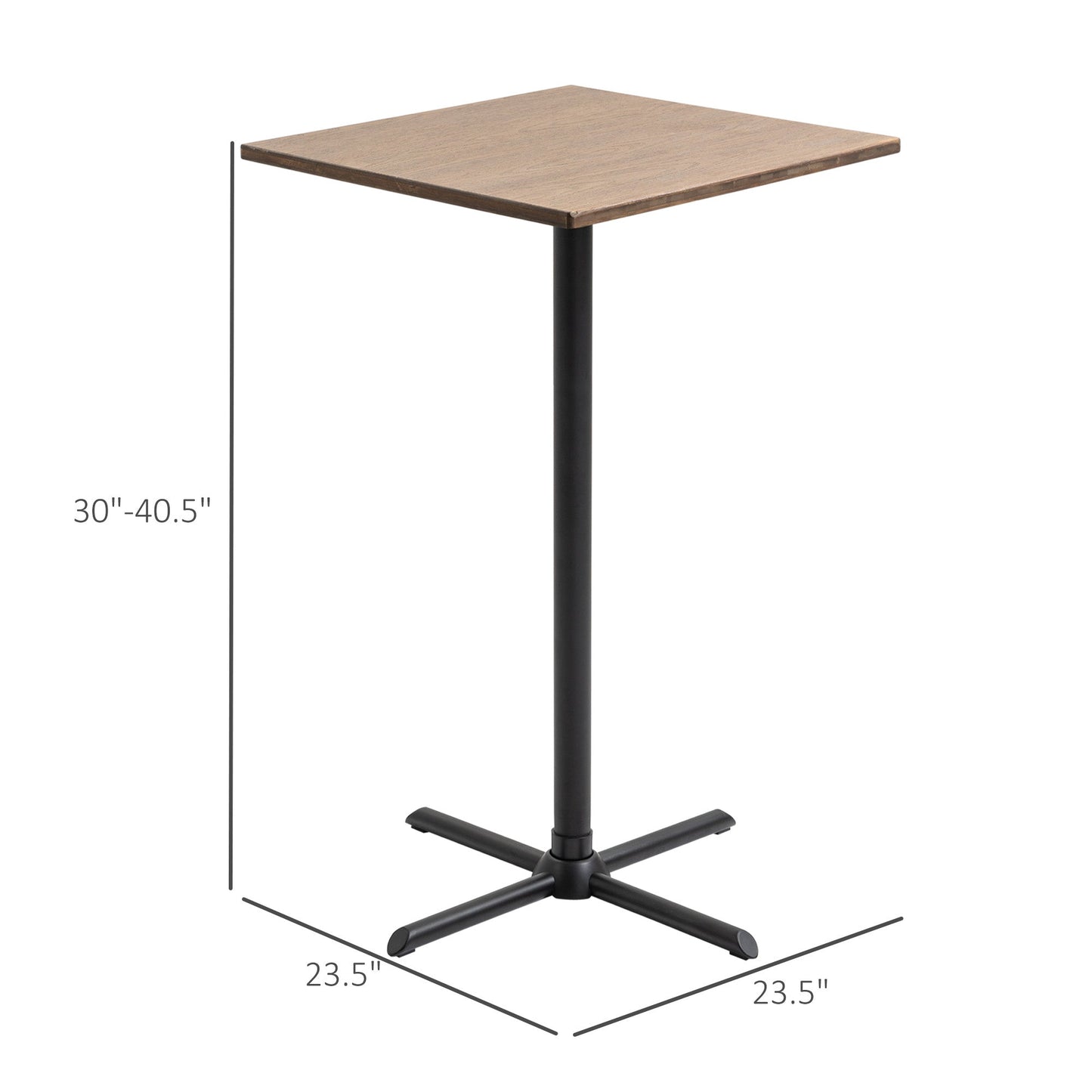 -HOMCOM 23.5" Square Bar Table, Adjustable Pub Table Dining Desk for Kitchen Living Room CafÃ© Walnut - Outdoor Style Company