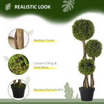 Garden Statues - HOMCOM 35.5" Artificial Boxwood 3 Ball Boxwood Tree for Home Decor Indoor & Outdoor Fake Plants Artificial Tree in Pot, Light Green - Outdoor Style Company