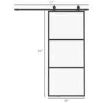 '-HOMCOM 36 x 84 in Sliding Door with 6FT Hardware Kit and Handle, Industrial Frosted Tempered Glass Door with Carbon Steel, Easy Installation - Outdoor Style Company