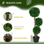 Outdoor Aosom - HOMCOM 3ft Artificial Tree, Triple Ball Boxwood Topiary with Pot and Sandalwood Leaves, for Indoor Outdoor Home - Outdoor Style Company