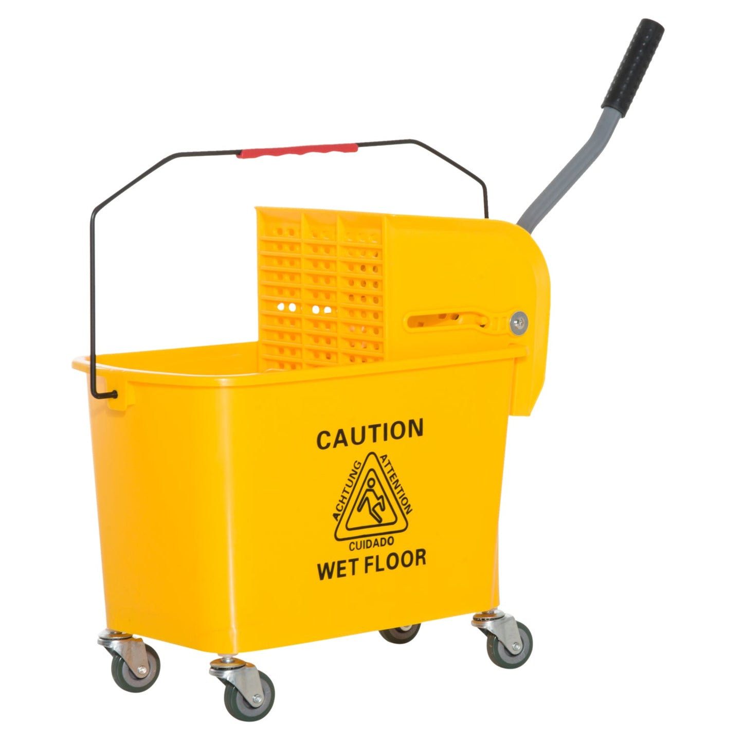 '-HOMCOM 5 Gallon Janitor Mop Bucket with Down Press Wringer, Mobile Heavy Duty Mop and Bucket Set with Anti-Slip Pressure Handle, Yellow - Outdoor Style Company