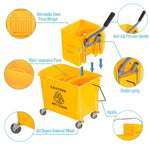 '-HOMCOM 5 Gallon Janitor Mop Bucket with Down Press Wringer, Mobile Heavy Duty Mop and Bucket Set with Anti-Slip Pressure Handle, Yellow - Outdoor Style Company