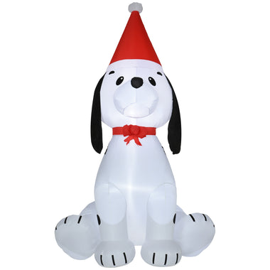 -HOMCOM 6' H Christmas Holiday Yard Inflatable Outdoor Light Up LED Decoration Puppy Dog Wearing a Santa Hat - Outdoor Style Company