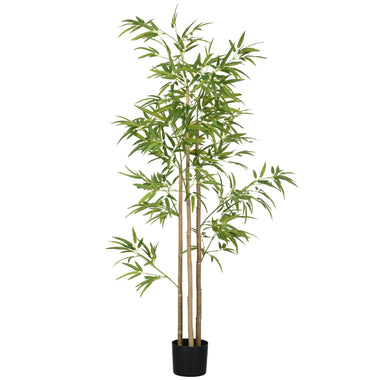 Garden Statues - HOMCOM 6ft Artificial Tree, Indoor Outdoor Fake Bamboo with Pot, for Home Office Living Room Decor - Outdoor Style Company